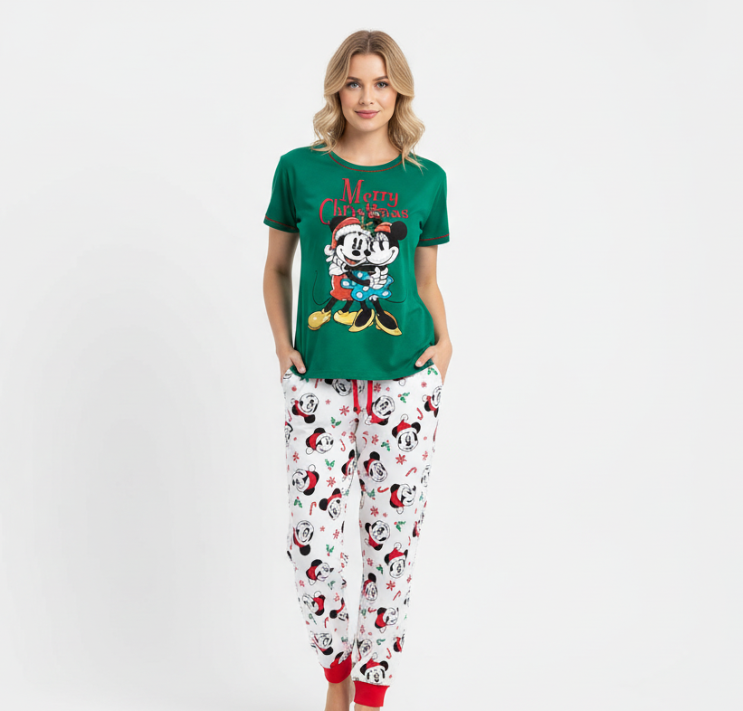 Pijama verde dama mujer navidad navideño Mickey Minnie B3-AD-1018C 690490