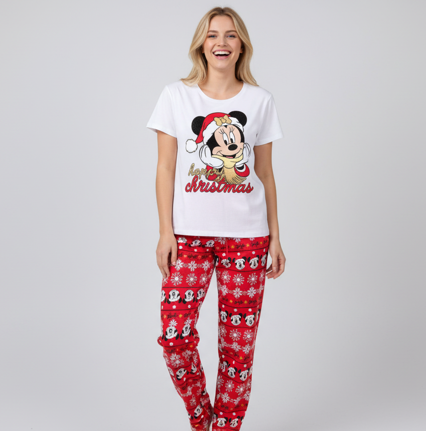 Pijama niña blanca roja navidad navideño Minnie B3-AD-T112T 590490