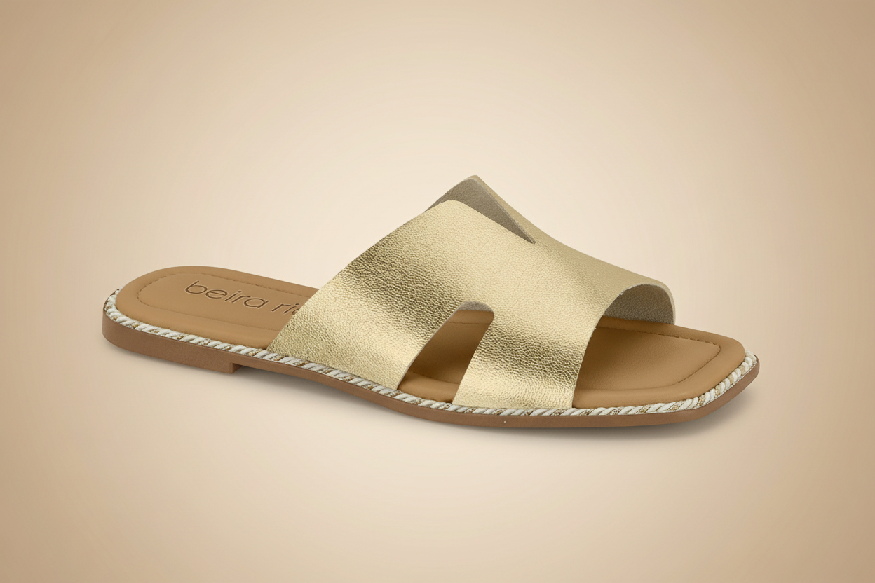 Zapato sandalias doradas dama mujer Beira rio Brilho Italia dorado 30579