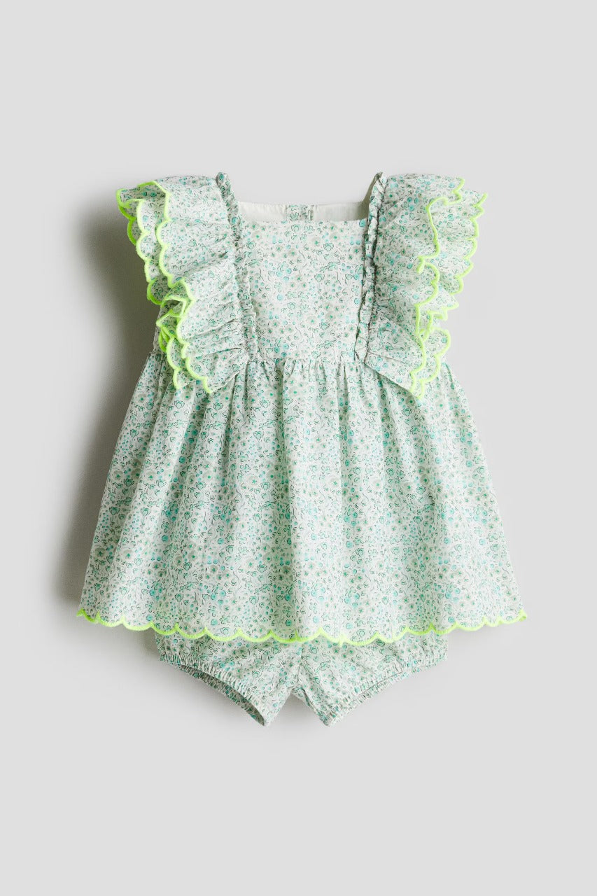 Vestido verde flores bebe niña H&M adorables 1275251002