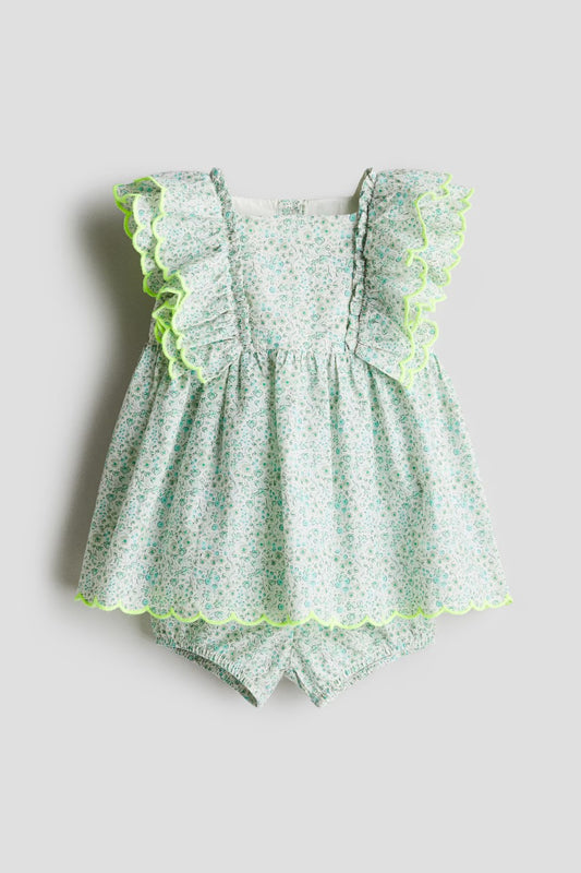 Vestido verde flores bebe niña H&M adorables 1275251002