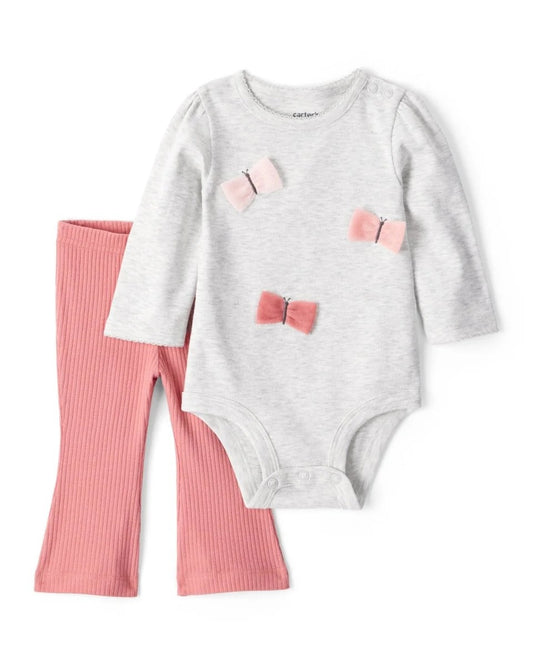 Set conjunto 2 piezas mameluco pantalon rosado bebe niña Carters 1T549410