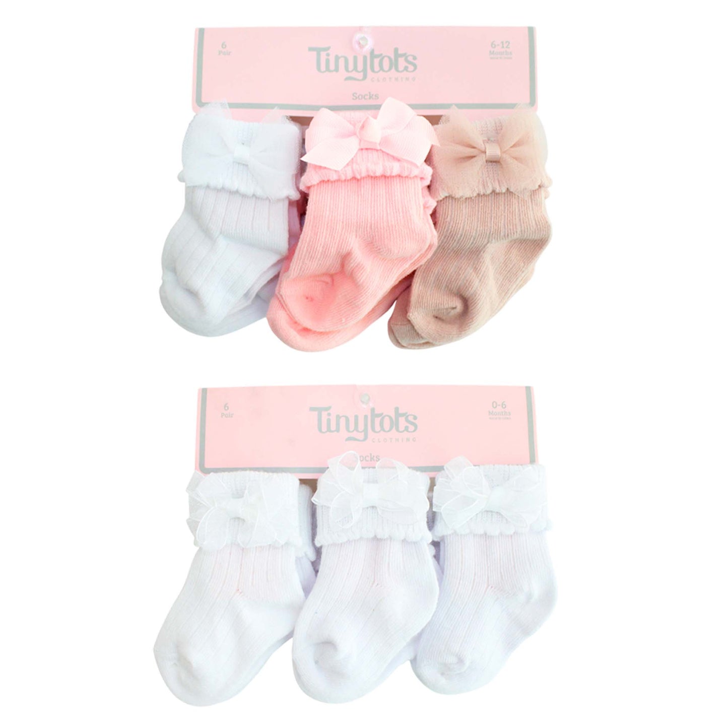 Calcetines revuelos blanco rosado café bebe niña Tinytots KGXDF1039-ICC