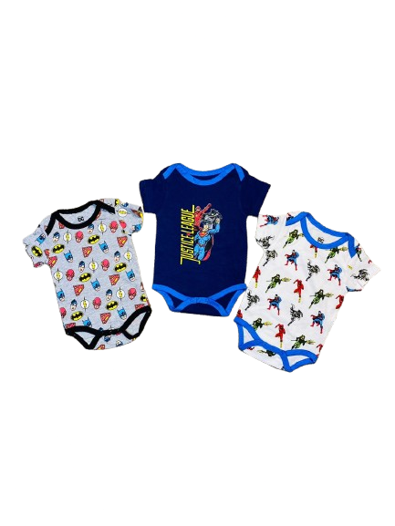 Set 3 piezas mameluco bebe niño liga de la justicia