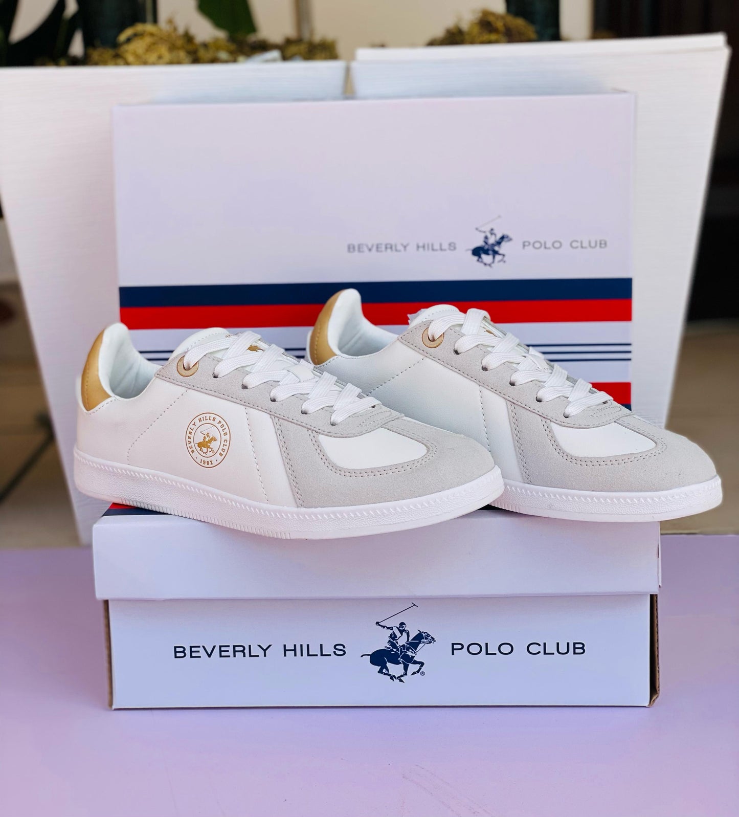 Tenis Polo Club blanco con dorado para mujer MARSEILLE-WHGD-W6-B