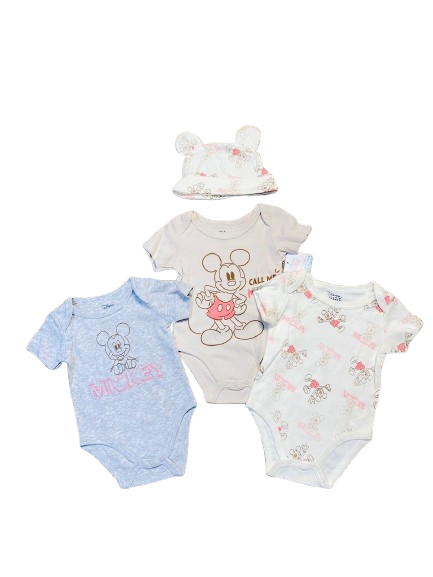Set 4 piezas mameluco bebe niño mickey disney D9-MI-1252B