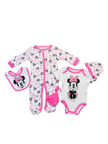 Set 5 piezas Minnie Disney rosado bebe niña