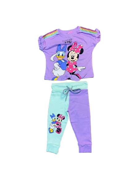Set Conjunto 2 piezas morado verde bebé niña Minnie Disney