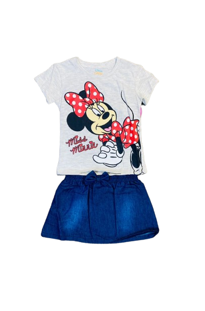 Set 2 piezas gris Minnie Disney bebe niña falda jeans