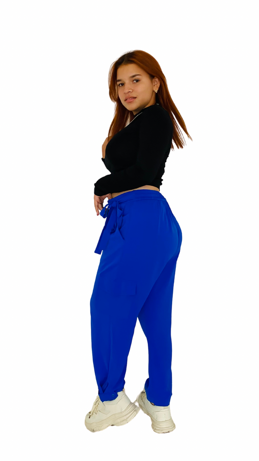 Pantalón tela formal cargo dama  Azul Tallas S M L XL PR3-965 590490