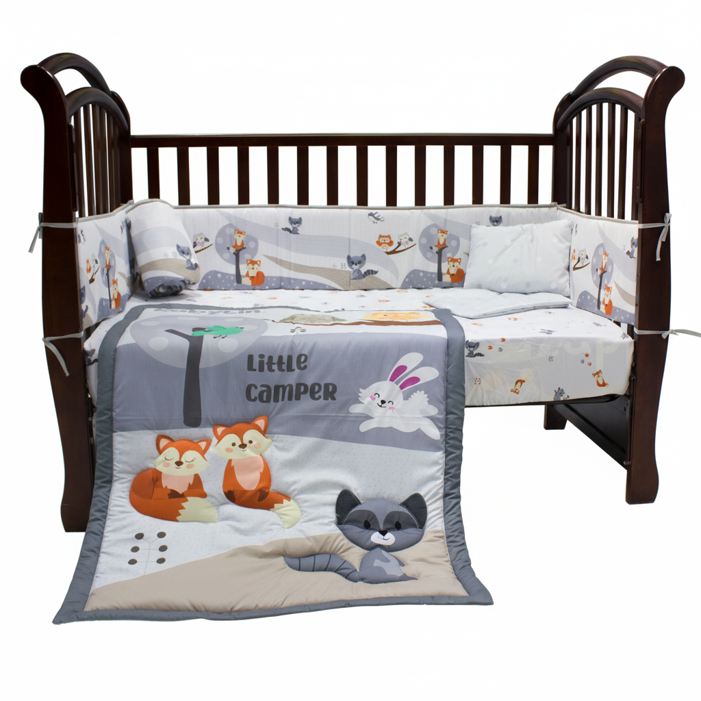 Set sabanas cuna 5 piezas almohada bebe niño animales zorrito