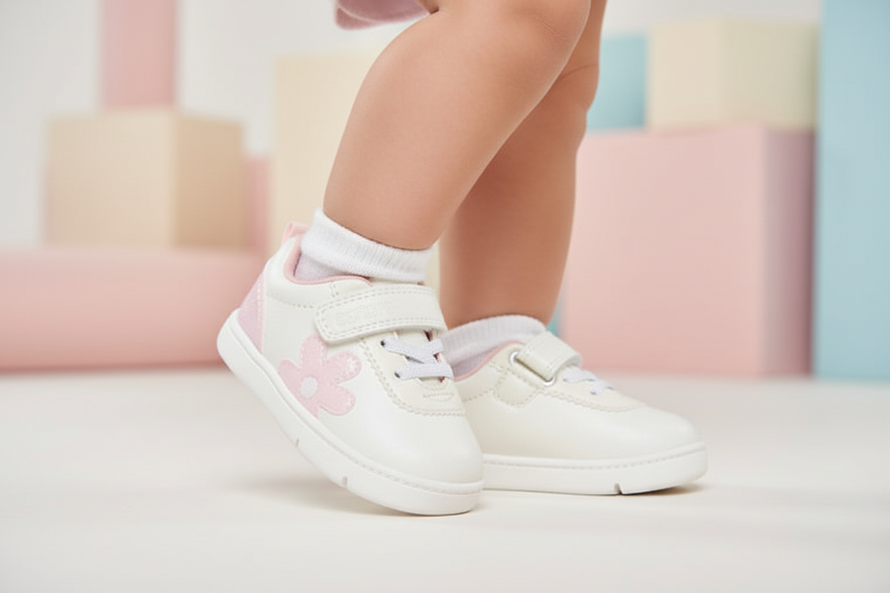 Tenis blancos flor rosada  carters bebe