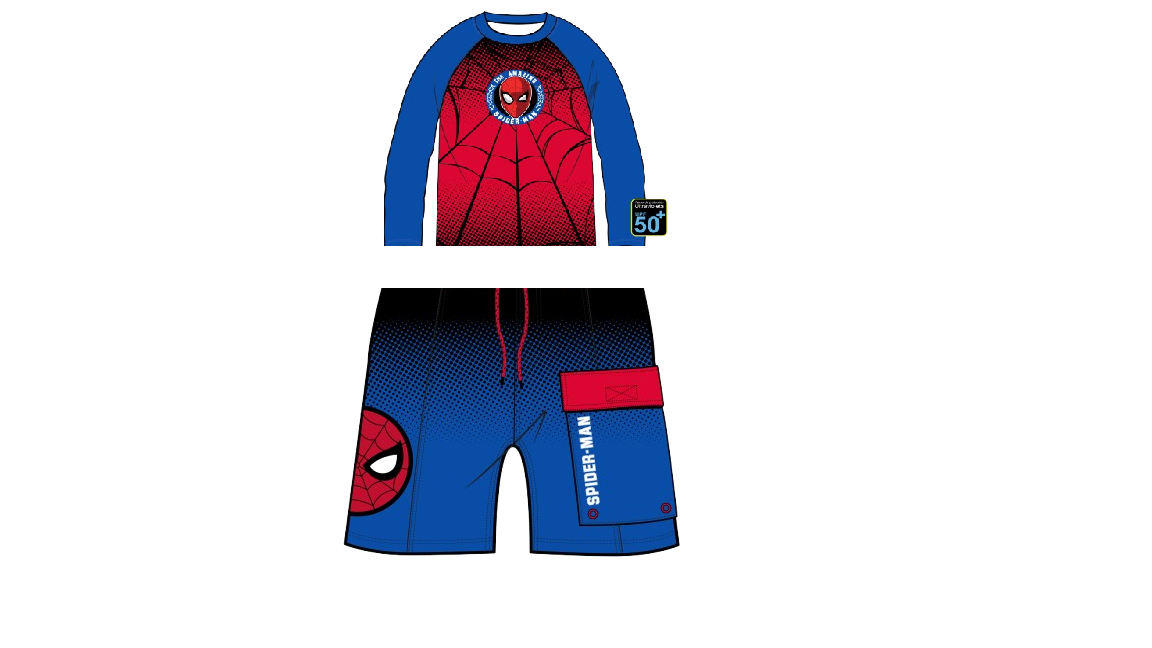 Set traje de baño 2 piezas camisa short spiderman St Jacks 3220005301-3230007001