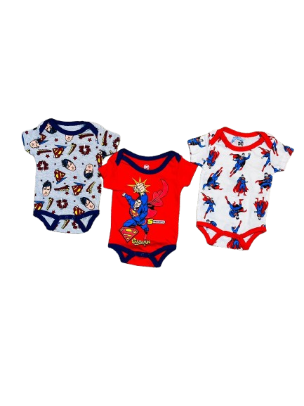 Set 3 piezas mameluco bebe niño Superman