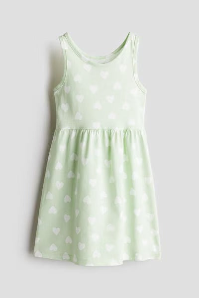 Vestido verde corazones niña H&M