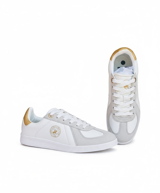 Tenis Polo Club blanco con dorado para mujer MARSEILLE-WHGD-W6-B