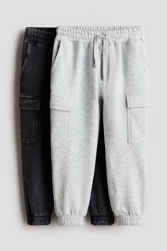 Set 2 Joggers pantalon gris azul  niño H&M