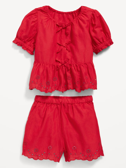 Set conjunto 2 piezas rojo niña Old Navy camisa short