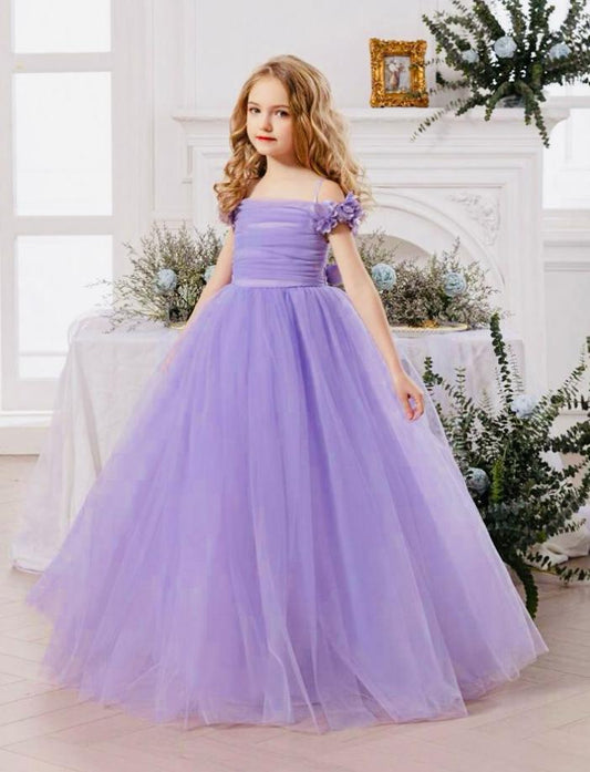 Vestido morado evento gala niña