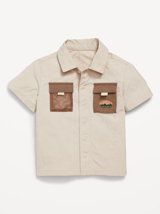 Camisa beige niño tipo safary Old Navy