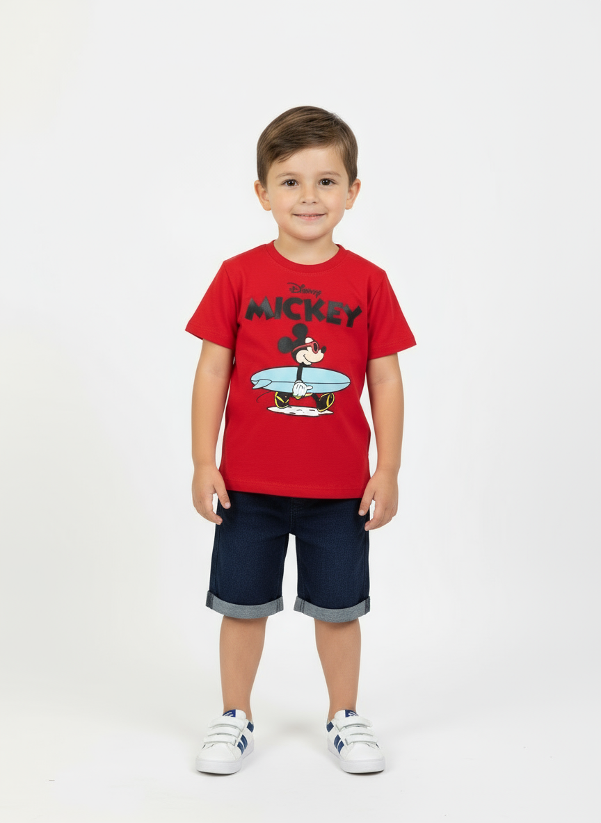 Set conjunto bebe niño camisa roja short azul Mickey niño D9-MK-1427B