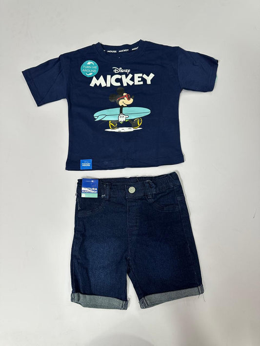 Set conjunto bebe niño camisa azul short azul Mickey niño D9-MK-1427B