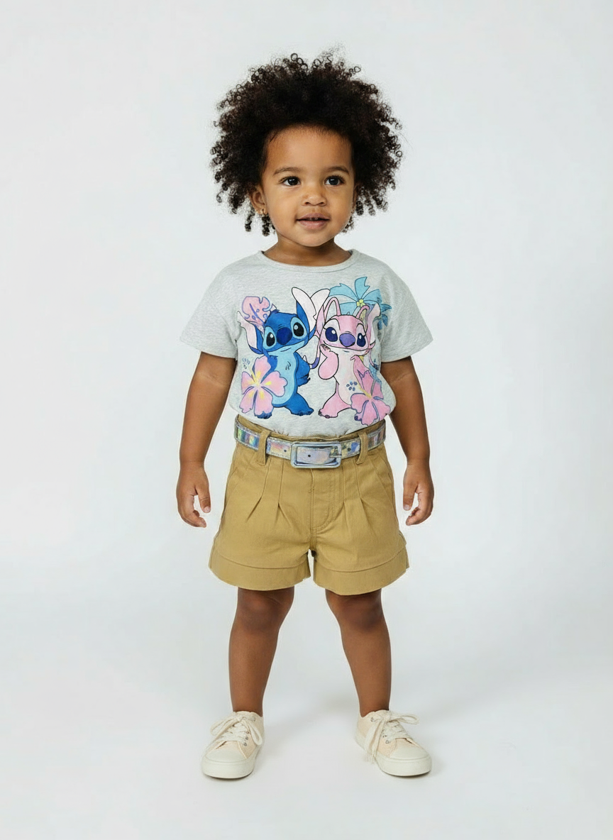 Set conjunto camisa gris short gris niña Stitch D9-STI-166B