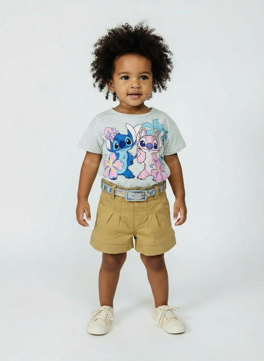 Set conjunto camisa gris short gris niña Stitch D9-STI-166B