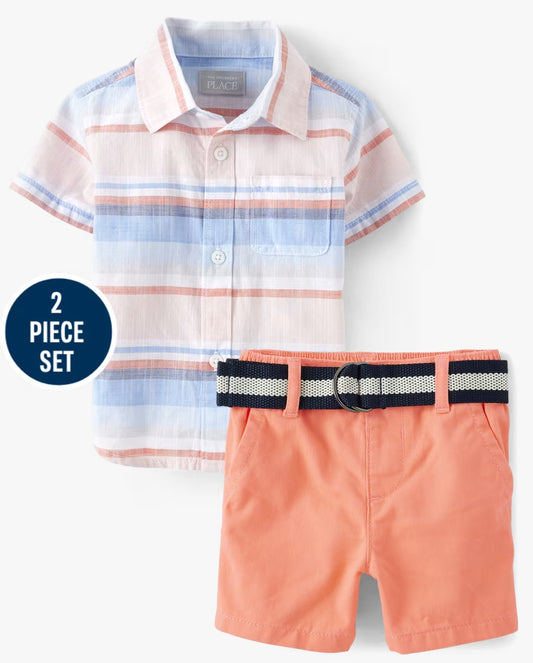 Set conjunto 2 piezas camisa short naranja niño Childrens Place 304506