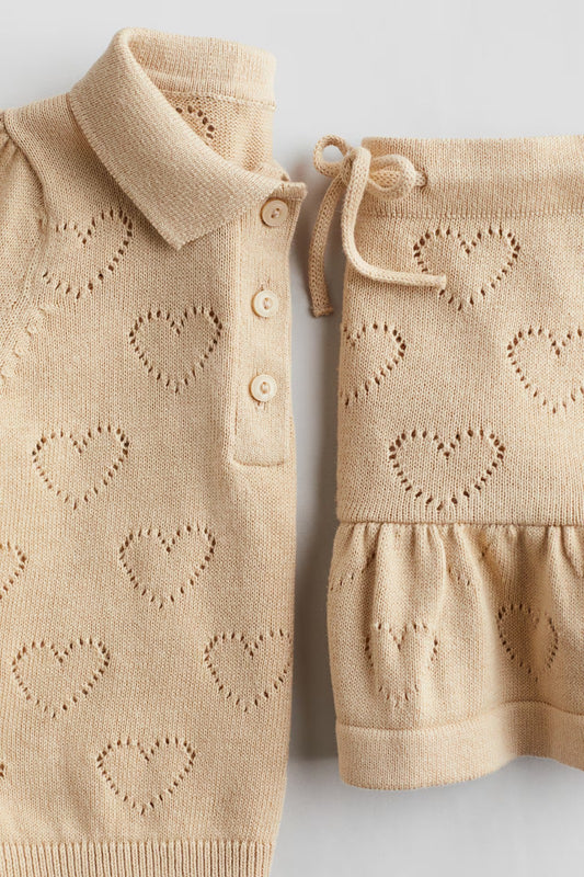 Set conjunto 2 piezas beige bebe niña H&M 1272321
