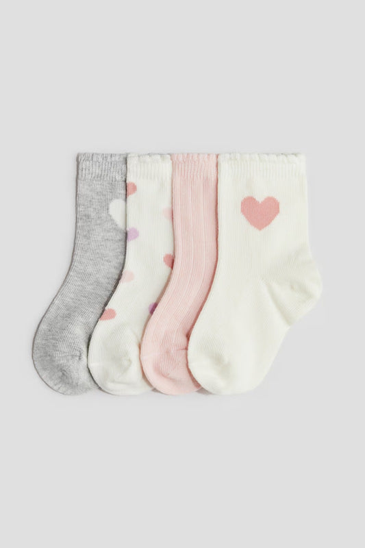Set 4 paquete calcetines corazones bebe niña H&M