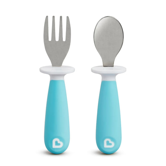 Set cuchara tenedor niño niña Munckin azul