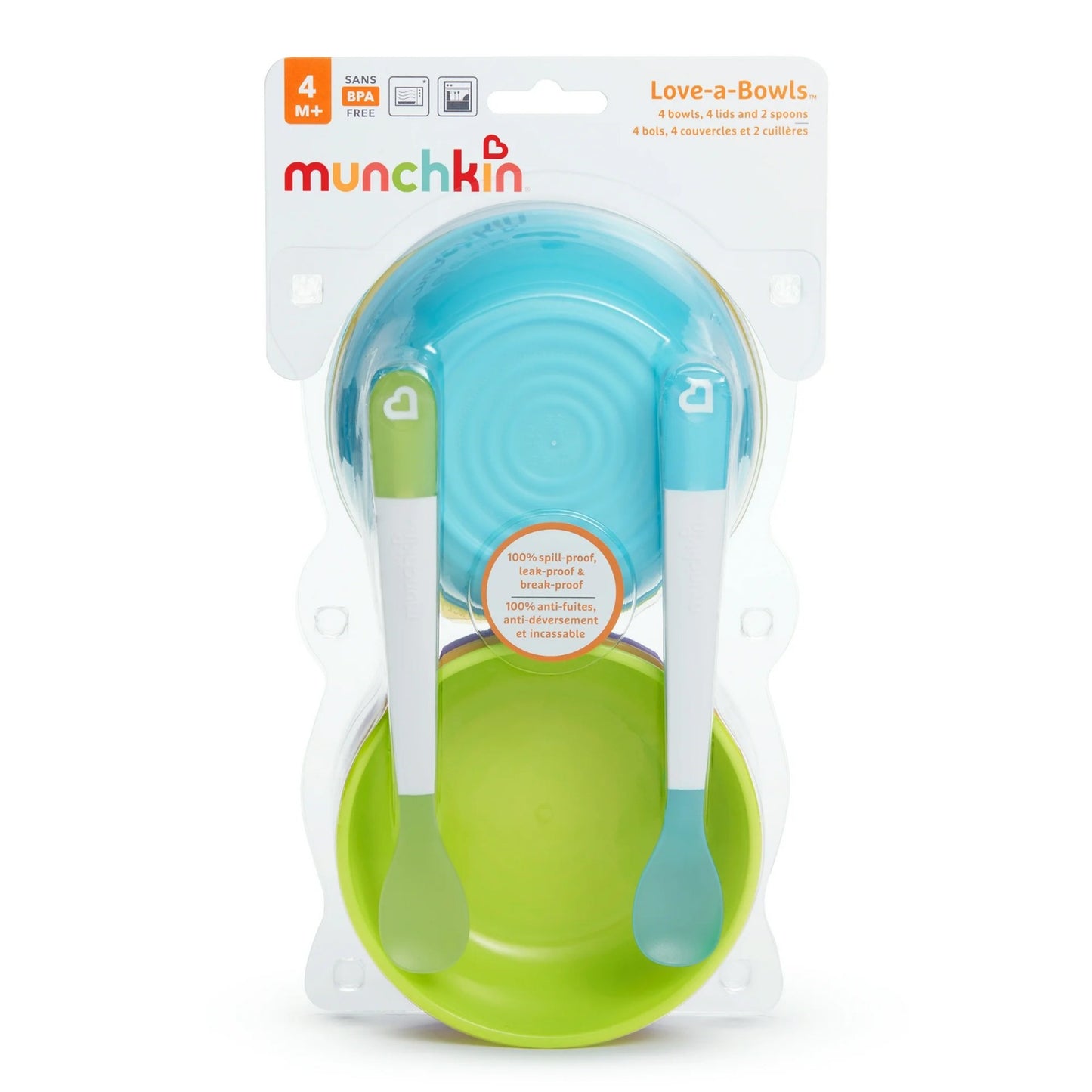 Set 10 platos cucharas bebe niño niña Munckin verde azul
