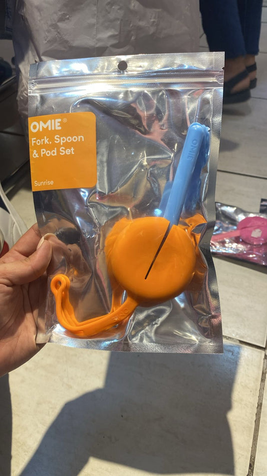 Set tenedor y cuchara Omie naranja niño