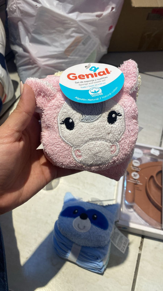 Set esponja toallita genial bebe niña