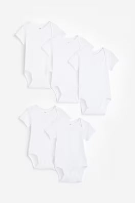 Set 5 mamelucos blancos bebe niño niña H&M 1194760001002