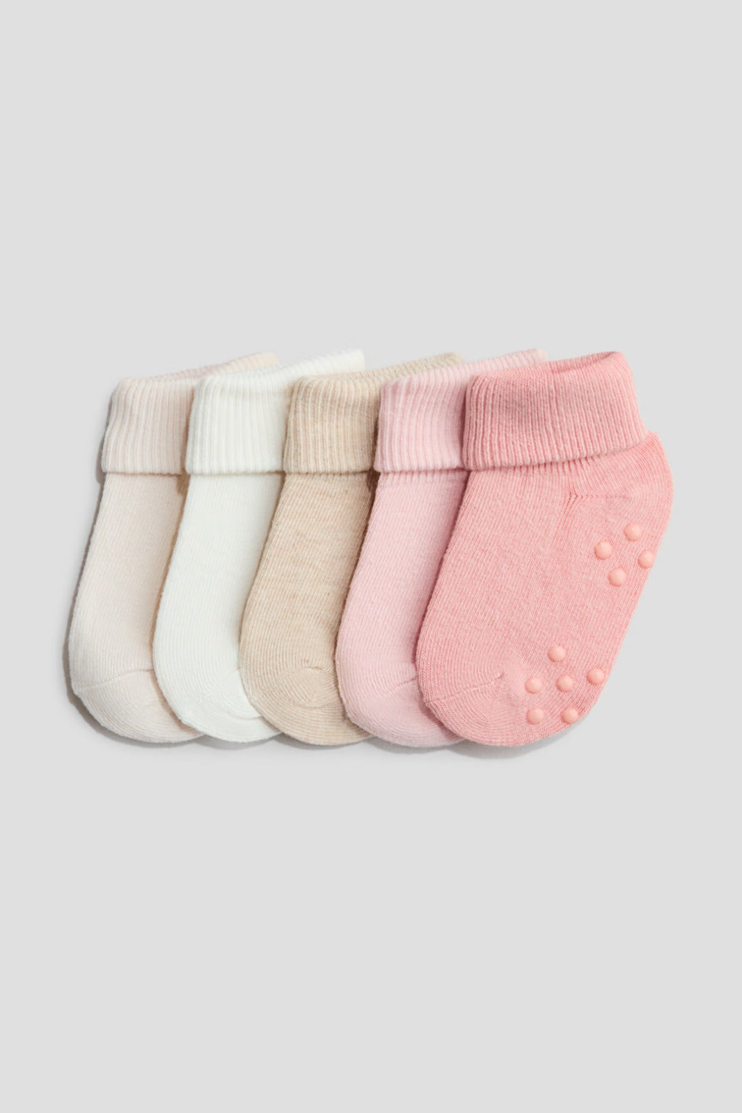 Set 5 calcetines beige blanco rosado bebe niña H&M 1039177037
