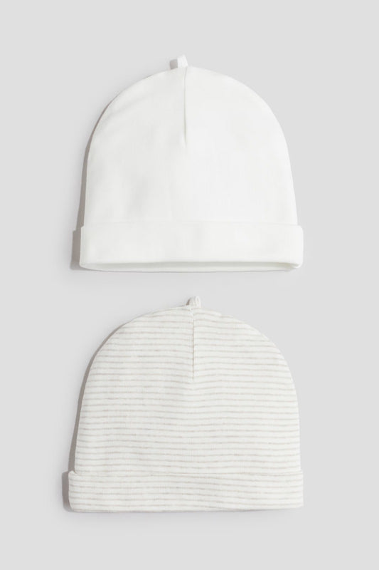 Set 2 gorros blancos bebe niño niña H&M 0930385004
