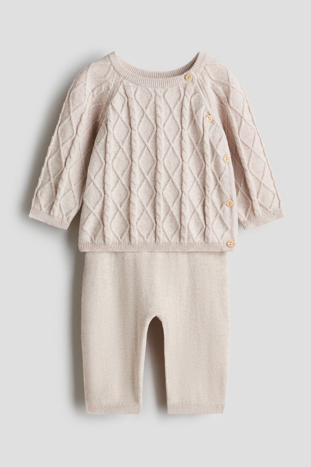 Set conjunto 2 piezas pijama bebe niño niña beige H&M 1299674008