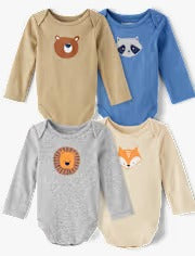 Set 4 mamelucos animales bebe niño Childrens Place 3049284