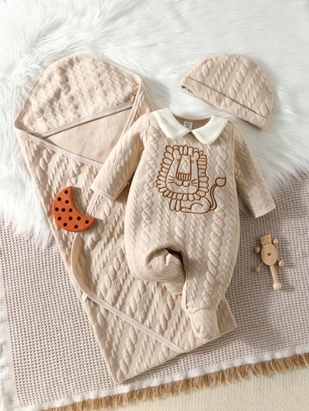 Set 3 piezas mameluco gorro sabana bebe niño sa2308154130680511