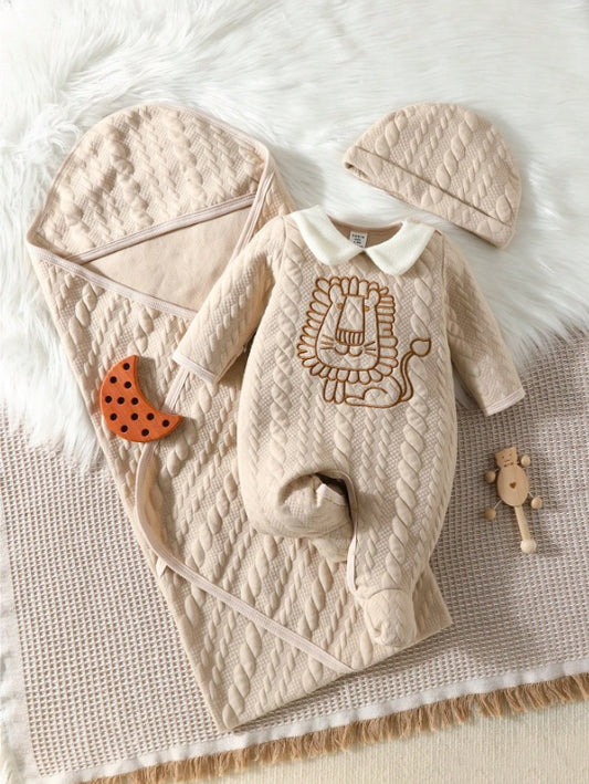 Set 3 piezas mameluco gorro sabana bebe niño sa2308154130680511