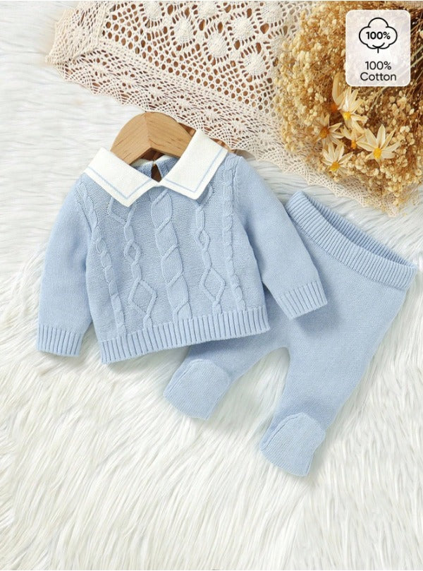 Set conjunto 2 piezas sueter pantalon azul bebe niño salida hospital sa2409271434419331