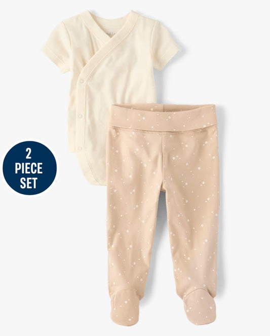 Set conjunto 2 piezas mameluco pantalon beige Childrens Place 3058508