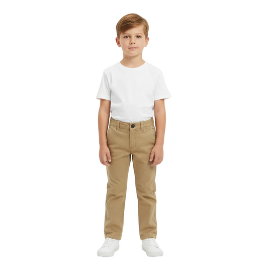 Pantalon beige tela formal con elástico childrens place niño 3020010