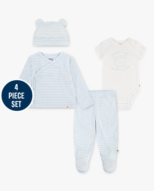 Set 4 piezas gorro camisa pantalon mameluco azul bebe niño Childrens Place 3056057002