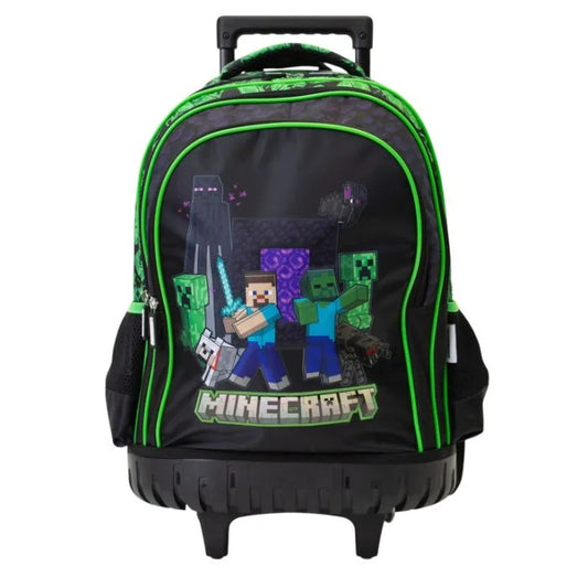 Mochila con ruedas negra verde niño Minecraft M34-220500 12901090