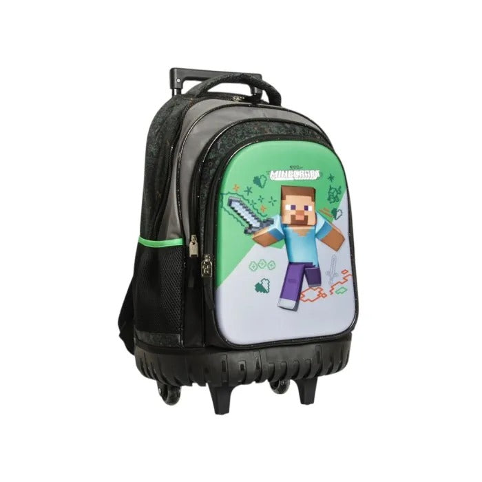 Mochila con ruedas gris verde Minecraft niño M34-220394
