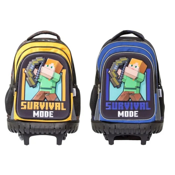 Mochila con ruedas azul negro niño Minecraft M34-220197