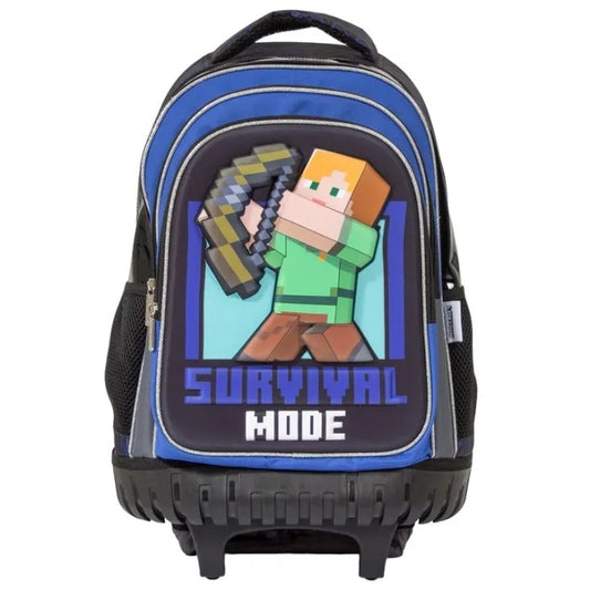 Mochila con ruedas azul negro niño Minecraft M34-220197